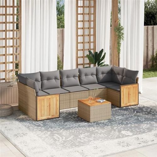 Non Communiqué Beige Salon De Jardin Modulable Vidaxl Rotin 8 Pieces X 59 X 69 7 Personnes