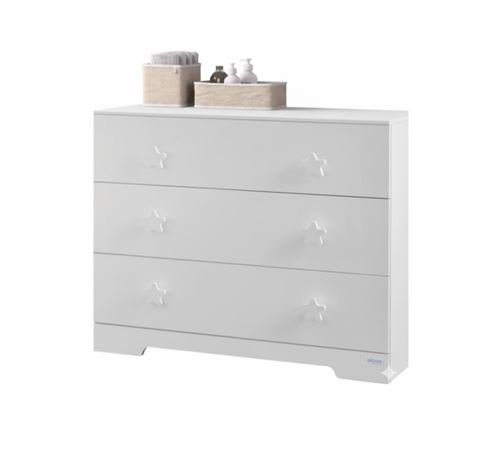 Commode Micuna 85x95x51 Cm 3 Tiroirs Blanc Bois