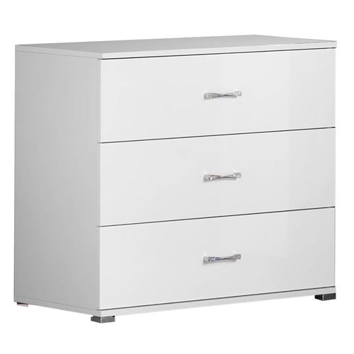 FADILY - Commode 3 Tiroirs Laqu&eacute;e Blanc - Altobuy