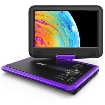 ieGeek Lecteur DVD portable HD 11,1" avec écran pivotant de 9,0" pour enfants Prend en charge la batterie rechargeable USB/SD - Violette - 1