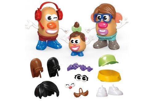 Coffret famille patate 44 pieces pour creer 3 personnages potato - monsieur  madame  bebe - set jouet enfant 2 ans et carte