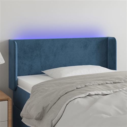 vidaXL Tête de lit à LED Bleu foncé 103x16x78/88 cm Velours