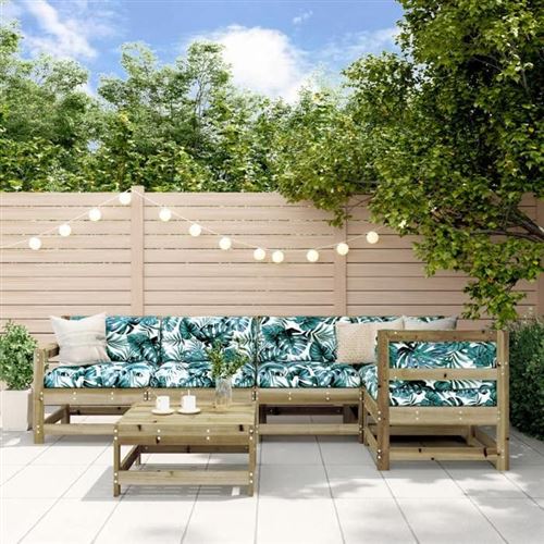 Vidaxl salon de jardin 6 pcs bois de pin impr&eacute;gn&eacute;