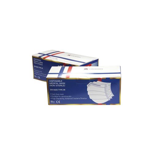 Pack De 100 Masques Chirurgicaux En14683 : Type 2r - 99,5 % De Filtration