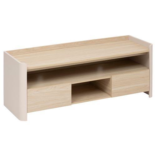 5FIVE Meuble t&eacute;l&eacute; 2 tiroirs Roundy 120 cm ivoire 