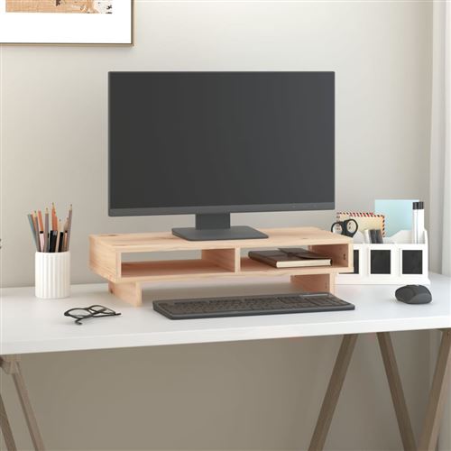 vidaXL Support pour moniteur 60x27x14 cm Bois de pin solide