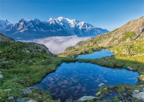 Puzzle Adulte Paysage : Massif Du Mont Blanc Lacs Des Cheserys - 1500 Pieces - Nathan Collection Montagne Et Evasion