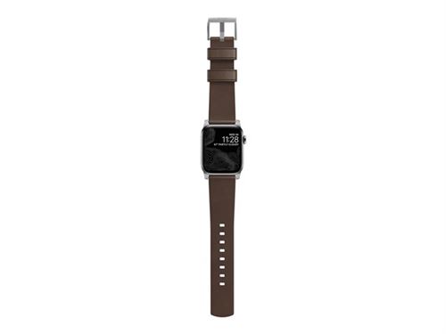 Nomad Modern Strap - Bracelet de montre pour montre intelligente - 150 - 210 mm - brun, matériel argenté - pour Apple Watch Hermès Series 7, Hermès Series 9, Nike Series 7, Series 10, Series 8, Series 9