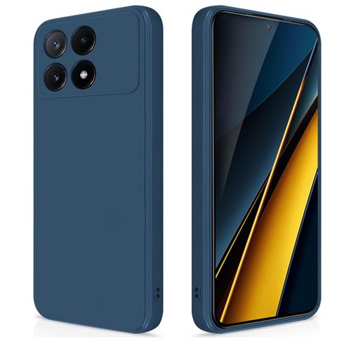 Coque pour Xiaomi Redmi K70E 5G / Poco X6 Pro 5G - housse etui silicone gel fine + verre trempe - BLEU FONCE - htdmobiles