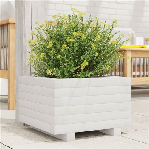 VIDAXL - Jardinière - Bois de Pin Massif - 40x40x26,5 cm - Blanc - Image 3