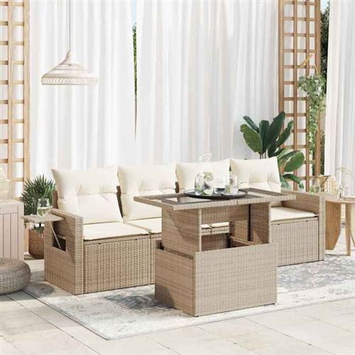 Vidaxl Beige Salon 5 Pcs Résine Tressée - Image 2