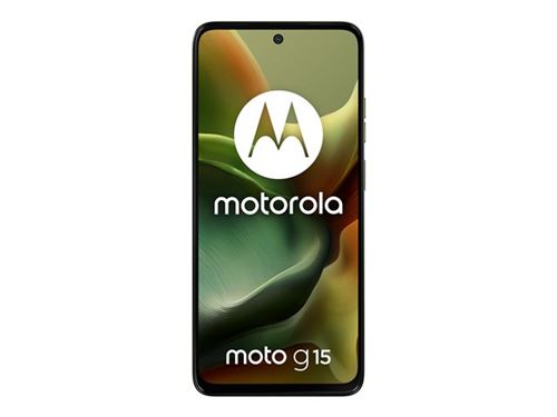 Motorola Moto G15 - 4G smartphone - double SIM - RAM 4 Go / Mémoire interne 128 Go - microSD slot - Écran LCD - 6.72 - 2400 x 1080 pixels (60 Hz) - 2x caméras arrière 50 MP, 5 MP - front camera 8 MP - vert iguane