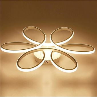 Plafonnier LED Hofstein Lustre Argenté/Blanc - Lampe Moderne Pour Salon, Salle à Manger, Chambre