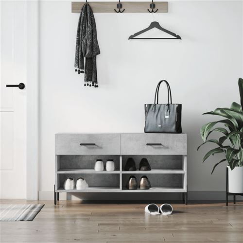 Vidaxl Gris Banc À Chaussures Béton 102X35x55 Cm - Image 3