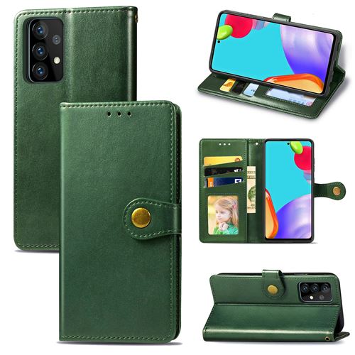MPFRANCE Housse pour Samsung Galaxy A72 5G Vert [Porte Carte, etui portefeuille, boucle]