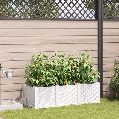 Vidaxl Blanc Jardinières Avec Système D'irrigation D'eau 3 Pièces - Image 3