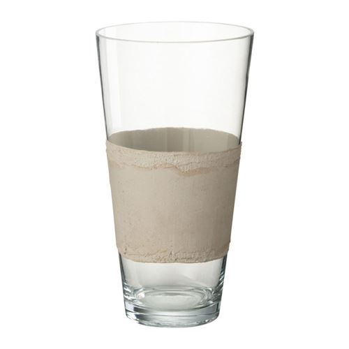 GENERIQUE - Vase Déco Delph - Verre - 35cm - Beige - Image 3
