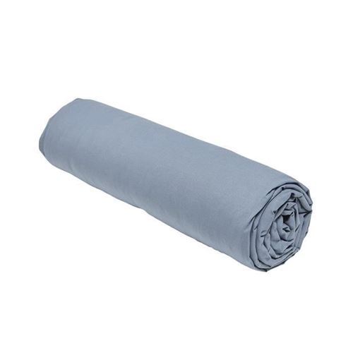 Drap housse Essential - 160 x 200+30 cm - 2 personnes - 100% Coton uni - Denim