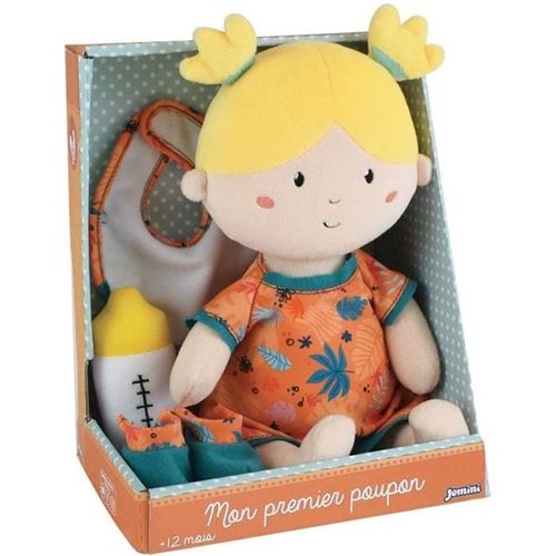 Poupée De Chiffon Jemini Mon Premier Poupon June +/- 30 Cm Avec 4 Accessoires