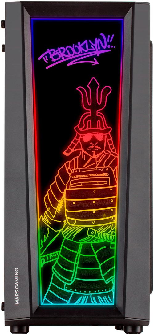 Mars Gaming MC-ART, Caja PC Gaming ATX, Doble Cristal Templado Dibujable, ARGB 12 Modos, Dibujos Artísticos sin Límites, Ventilador FRGB 12cm, Semitorre PC Negro o Blanco