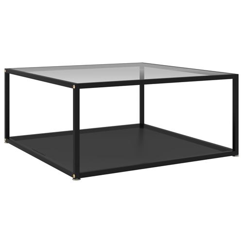 Mercatoxl - Table basse Transparent et noir 80x80x35 cm Verre tremp&eacute;