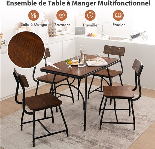 Giantex Table de Cuisine Rectangulaire, avec Structure en Métal, pour  Cuisine, Coin Repas, Restaurant, Marron - Achat & prix