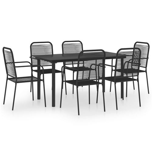 Non Communiqué Noir Vidaxl Mobilier À Dîner D'extérieur 7 Pcs Verre Et Acier