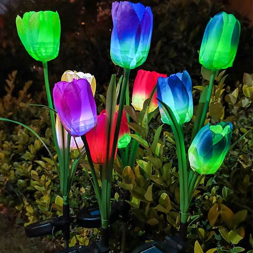 Lot De 2 Lampes Solaires Décoratives Pour Jardin - 16 LED Multicolores, Forme Arbre Avec Branches - Étanche IP65, 8 Modes - Pour Terrasse, Balcon