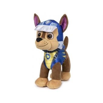 Peluche chase 30 cm chiot policier - pat patrouille dino rescu - doudou chien heros - set jouet enfant + carte animal - 1