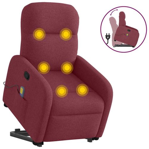Non Communiqué Rouge Fauteuil Inclinable De Massage Bordeaux Tissu