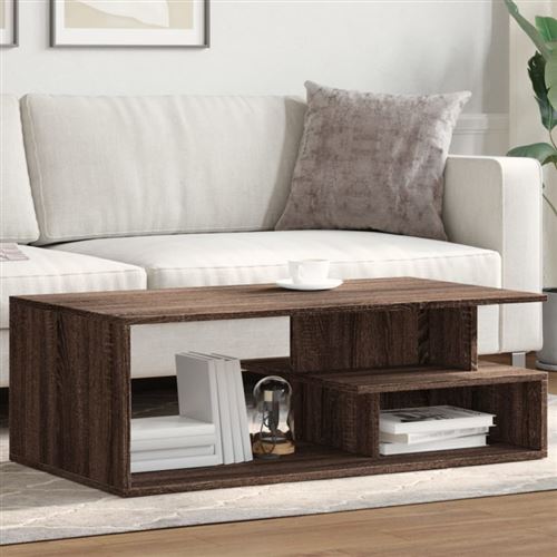 Table basse chêne marron 102x55x35 cm bois d ingénierie