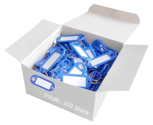 Wedo 262801803Porte-clés avec anneau en plastique interchangeables tiquettes Lot de 100, bleu