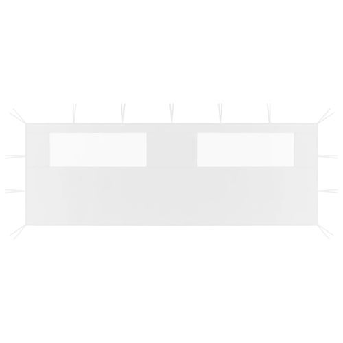 Paroi latérale de belvédère avec fenêtres 6x2 m Blanc