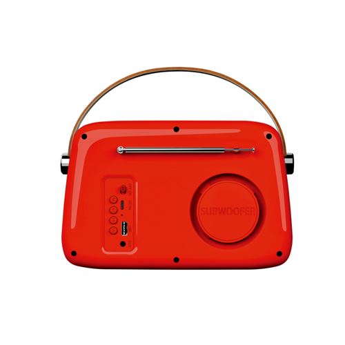 Radio Rétro Portable LEDWOOD Alma - FM, Bluetooth 5.3, USB - Design Vintage - Rouge - Batterie Rechargeable