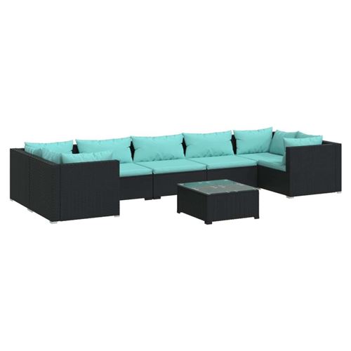 Non Communiqué Noir Salon De Jardin Vidaxl Resine Tressee 8 Pieces X 70 X 60.5 7 Personnes
