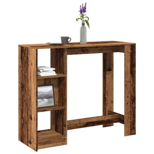 Table de bar avec étagère vieux bois bois d ingénierie