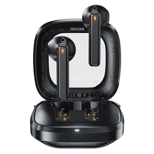 Ecouteurs TWS Sans Fil Bluetooth 5.3 avec Bo&icirc;tier de Charge Autonomie 5H Wekome Noir
