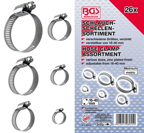 BGS TECHNIC - Assortiment de colliers de durite - 26 pièces - 16 à 40 mm - Image 2