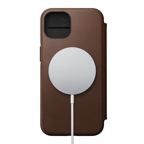 Étui Moderne By Nomad Pour iPhone 13 Cuir Horween Porte cartes Marron Foncé