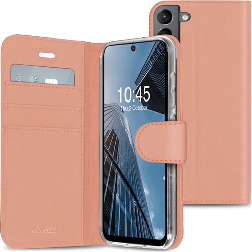 Coque Samsung Galaxy S21 FE Étui de téléphone portefeuille de coque silicone Wallet Accezz Cuir artificiel Rose or