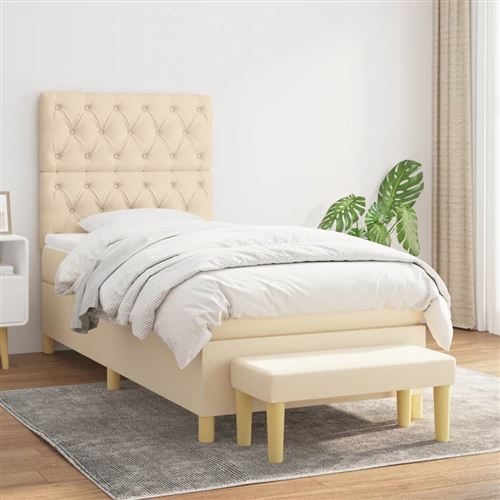 vidaXL Sommier à lattes de lit avec matelas Crème 80x200 cm Tissu3137354