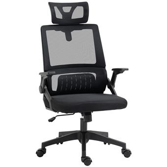 Chaise de bureau ergonomique réglable inclinable pivotante maille polyester noir - 1