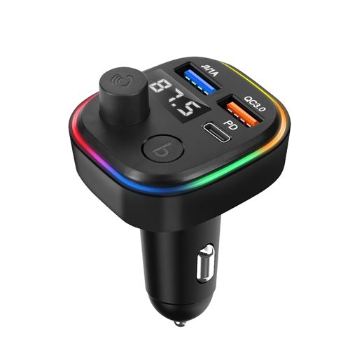 Avizar - Transmetteur FM Bluetooth C2 - Chargeur Voiture USB QC 3.0 et USB-C 18W - Noir - Image 3