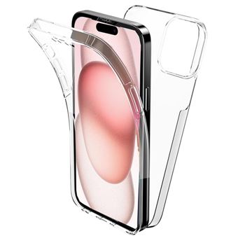 Coque pour Apple iPhone 15 - housse etui silicone gel fine 360 integrale (avant et arriere) + film ecran - TRANSPARENT - htdmobiles - 1
