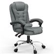 Fauteuil de bureau ergonomique en lin BIGZZIA, Siège Ergonomique à roulette 360° , haut dossier et réglable en hauteur, Gris foncé