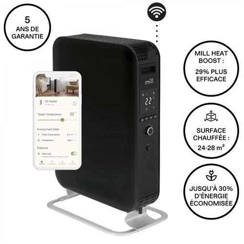 Non Communiqué Noir Chauffage Bain D'huile Connecté Mill Gentle Air Wifi 2000W - Mill