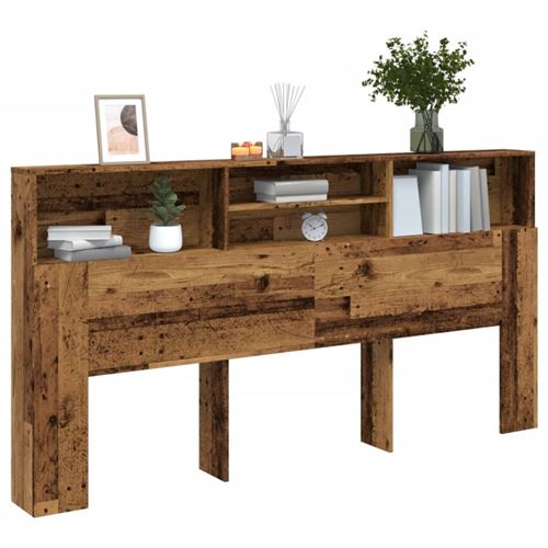 vidaXL Armoire de tête de lit vieux bois 200x19x103,5 cm856874