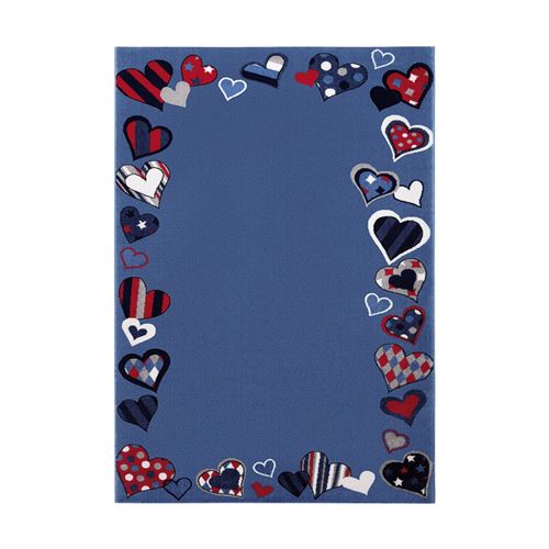 Tapis de chambre enfant bleu just hearts