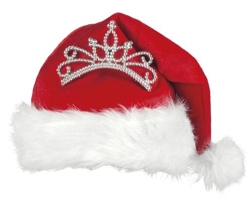Boland chapeau de Père Noël princesse dames blanc/rouge