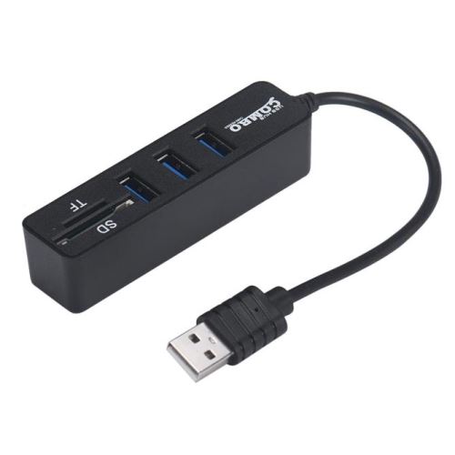 2 en1 Combo Super Speed ​​USB 2.0 3 ports HUB Splitter + TF lecteur de carte SD BK Pealer51